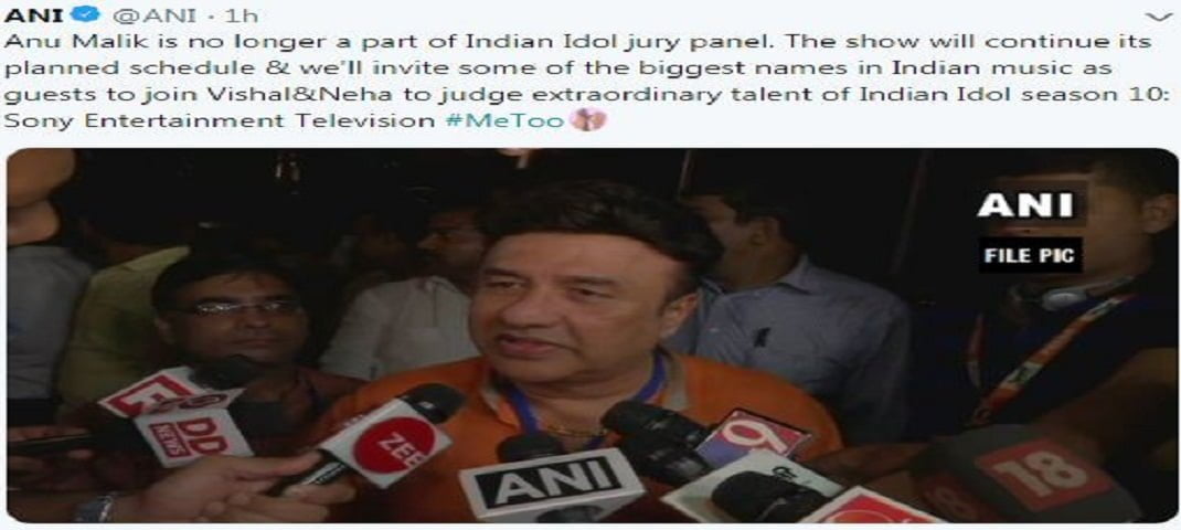 #MeToo के आरोपों में फंसे अनु मलिक, 'इंडियन आइडल 10' के जज पैनल से हुए बाहर! 2 Hello Uttarakhand News »