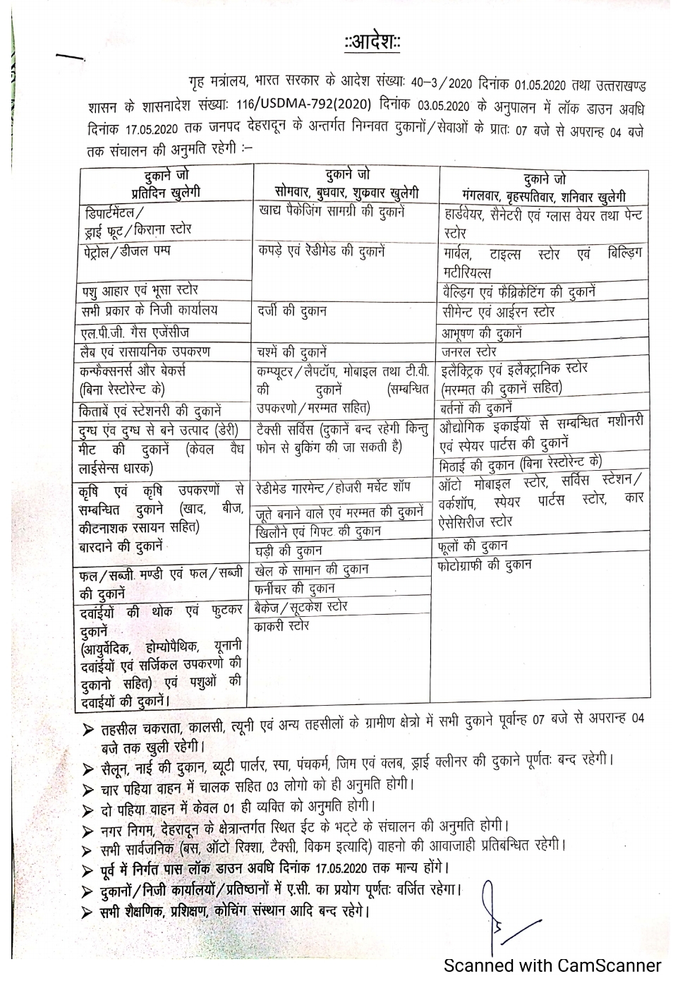 देहरादून ज़िले में दुकानों व सेवाएं संचालन के लिए दी गयी अनुमति, जिलाधिकारी देहरादून ने किए निर्देश जारी 2 देहरादून ज़िले में दुकानों व सेवाएं संचालन के लिए दी गयी अनुमति, जिलाधिकारी देहरादून ने किए निर्देश जारी 2 Hello Uttarakhand News »